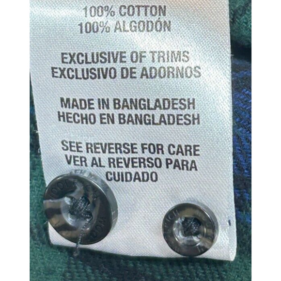 Woolrich Shirt Mens Large Blue Green Plaid Flannel Button Up Long Sleeve Pockets - Picture 8 of 10